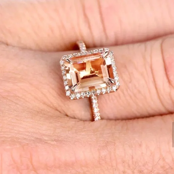 New 925 Sterling Silver Champagne Rose Gold Ring - Picture 1 of 7